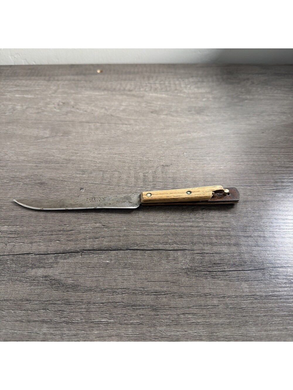 vintage CASE XX 482-5 fixed blade knife OLD FORGE wood handle full tang cutlery
